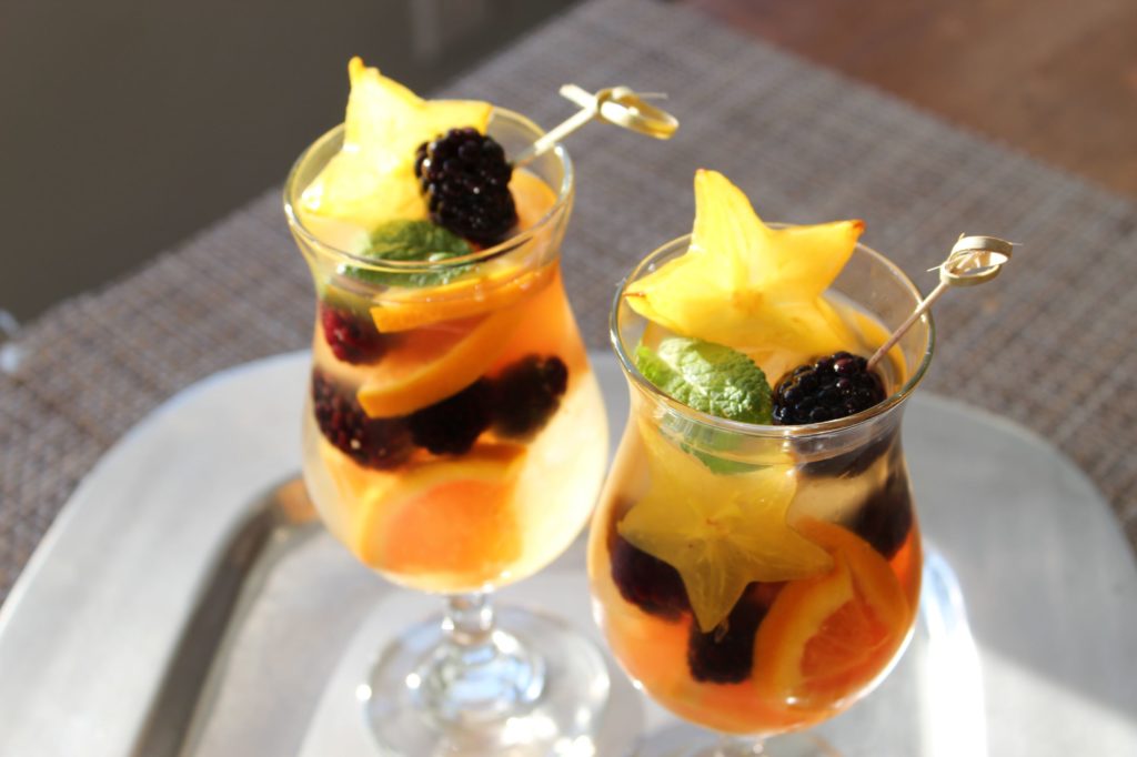 white wine sangria with star fruit